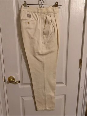 Ralph Lauren Cream Pleated Chinos